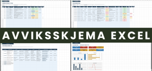 Avviksskjema Excel – komplett mal for avvikshåndtering etter ISO 9001 med avviksregister, rotårsak, korrigerende tiltak og dashboard
