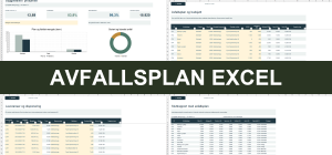 Avfallsplan Excel med panel, avfallsplan, leveranser og sluttrapport