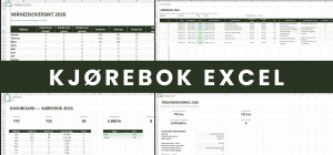 Kjørebok Excel – komplett oversikt med alle faner